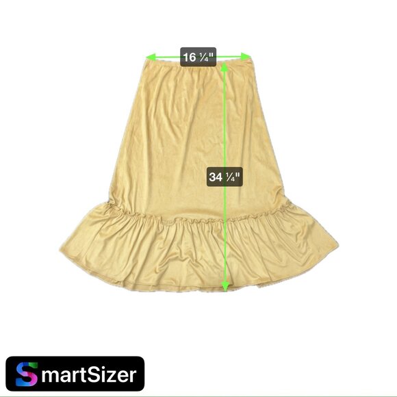 Pure Joy Tan Ruffled Hem Long Boho Western Skirt Size Large - Picture 7 of 9